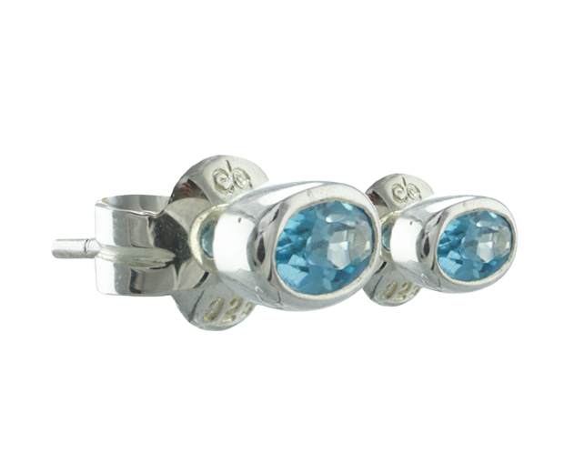 STERLING SILVER EARRING PAIR SET WITH 02 BLUE TOPAZES